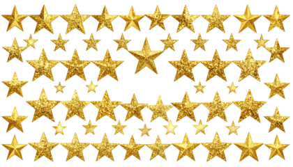 Golden stars in rows on a black background