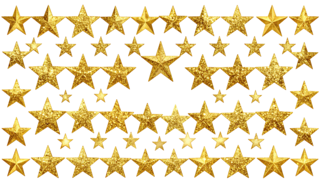 Golden stars in rows on a black background - Powered by Adobe