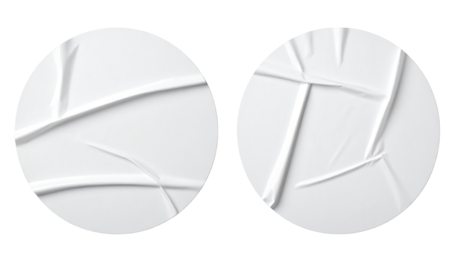 Two circular images of wrinkled white material