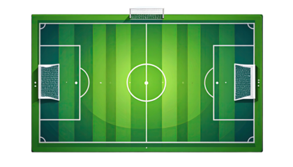 Top-down view of a soccer field