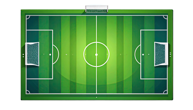 Top-down view of a soccer field