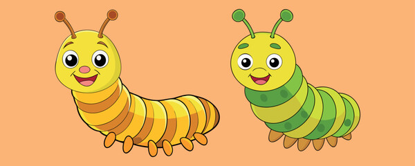 Cute Cartoon Caterpillar – Funny Bug Kids Drawing, Green Insect Character Cartoon, Playful Worm Illustration Animal, Creative Vector Caterpillar Art, Happy Insect Kids Clipart, Adorable Cute Bug Illus