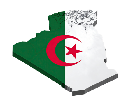 3D map of Tunisia with flag