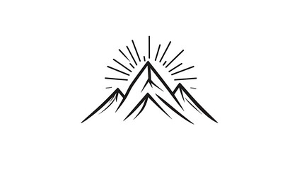 Silhouette of mountains with sunburst