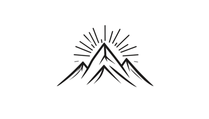 Silhouette of mountains with sunburst