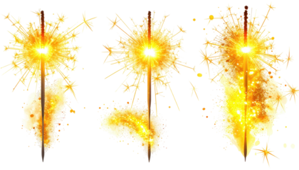 Sparkling firework sticks in a row