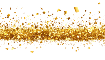 Gold confetti explosion on black background