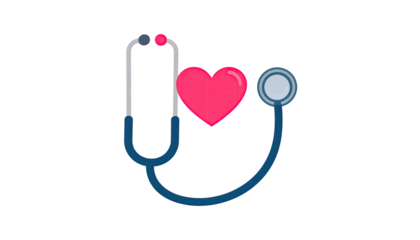 Stethoscope with a heart graphic. A medical image