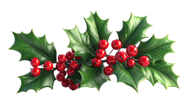 Holly sprig with red berries (2)
