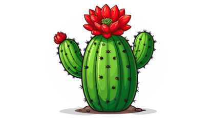 Cartoon cactus with a red flower (1)