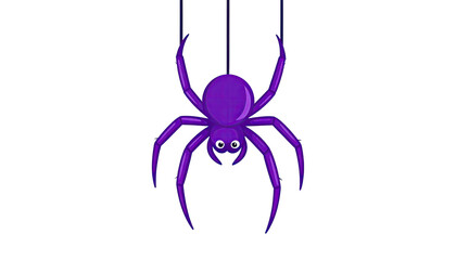 Purple spider hanging from threads