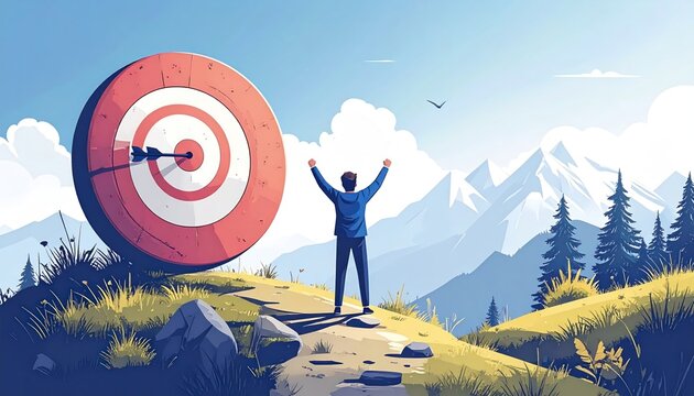 Achieving Goals, Reaching Success, and Overcoming Challenges in a Scenic Mountain Landscape
