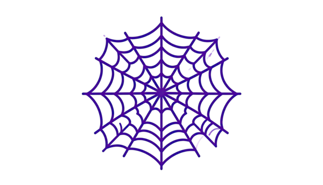 Circular purple spider web graphic