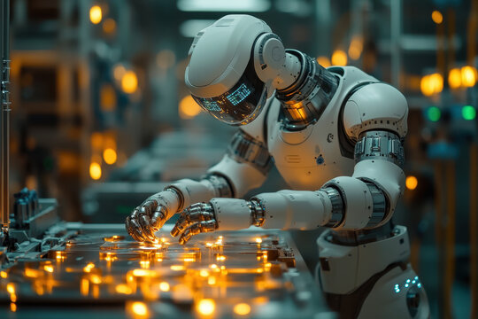 Robot welding metal.