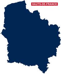 Solid state map of Hauts-De-France of France in national colors