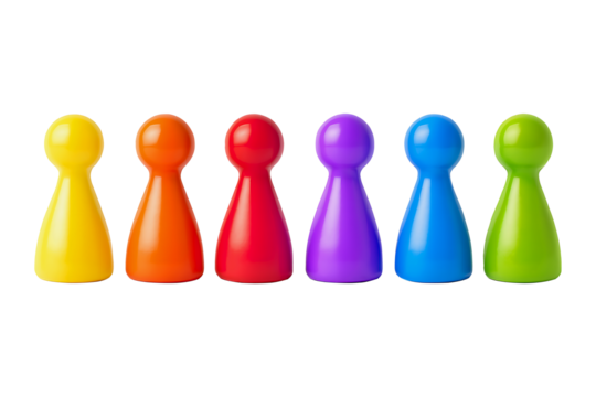 Rainbow Game Pawns,
Rainbow Game Pawns on White Background  Colorful Lineup