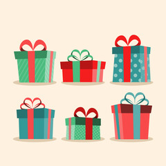 colorful christmas gift collection with