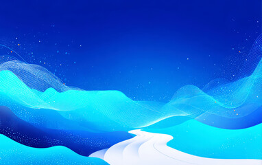 Blue Abstract Waves with Glittering Elements in the Background