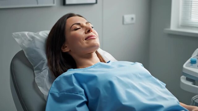 Relaxed Woman in Medical Chair during Dental Appointment