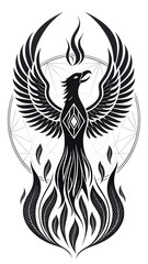 Fototapeta premium Bold phoenix rising graphic for powerful brand identity and mythical designs, a symbol of rebirth and strength