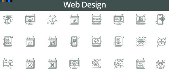 Web Design Icon Set for UI/UX, Development Tools, and Digital Interface Design