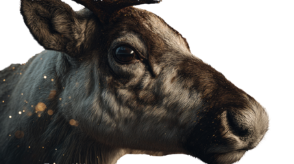 3d realistic render of reindeer with glowing star on white background