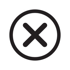 Obraz premium Black Circle Containing a Bold X Symbol on White Background