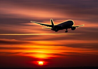 Sunset Airplane Flight.