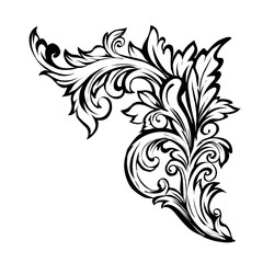 Elegant Floral Corner Ornament Illustration