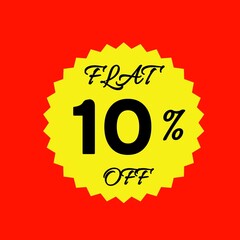 Yellow sale tag with 10 percent discount offer badge on black background, promotional marketing label, special price sticker, clearance sale banner, discount shopping sign, retail store promotion	