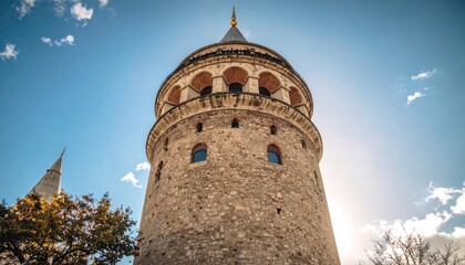 Obraz premium Ancient Stone Tower Against a Sunny Sky