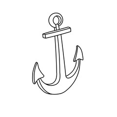 simple hand drawn anchor vector line art illustration