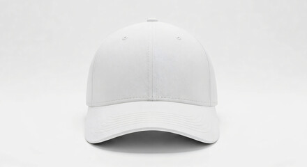 Fototapeta premium Clean White Baseball Cap on White Background, Front View