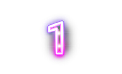 Neon Number 1 PNG, Glowing Countdown Digit Transparent, Bright Neon Typography, Pink Retro Event Number Design