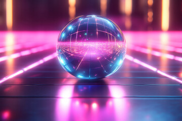 Sphere with light trail.