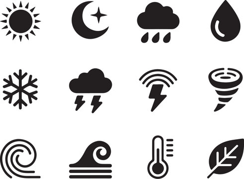 Weather forecast icons for various conditions and temperatures shown