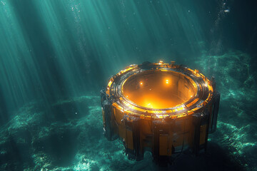 Spacecraft on Ocean Surface.