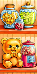 Adorable Teddy Bear and Candy Jars