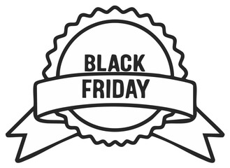 Black Friday Sale Ribbon Badge Emblem Design Black Outline Graphic