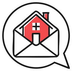 Obraz premium House and envelope illustration in a speech bubble