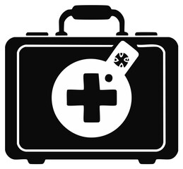 Obraz premium Medical First Aid Kit Illustration in Black and White