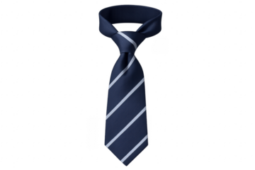 Blue Striped Tie Knotted on Transparent Background