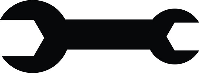 Classic Wrench Icon, Spanner Tool Symbol, Maintenance Black Wrench Logo, Mechanic Wrench Vector