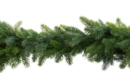 A horizontal garland of lush green pine boughs