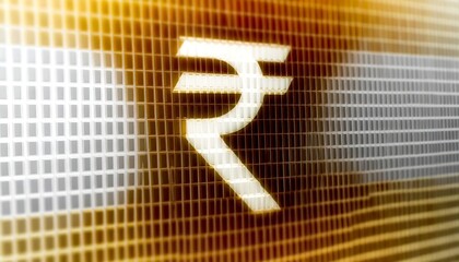 Indian Rupee symbol on a pixelated screen