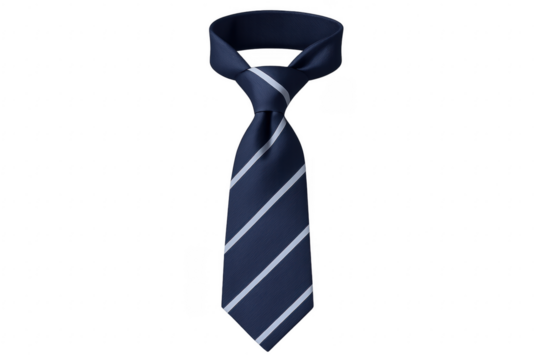 Blue Striped Tie Knotted on Transparent Background