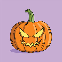 Spooky Jack-o'-Lantern with Glowing Eyes and Zigzag Mouth