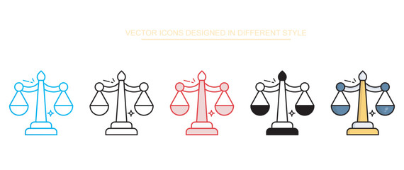 Justice Scale icon design with white background stock illustration