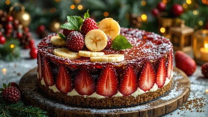 Christmas Holiday Raw Cheesecake with Freeze-Dried Fruit