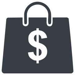 Shopping Bag with a Dollar Sign Icon for Sale, Purchase, Cost, Value, and Retail Therapy